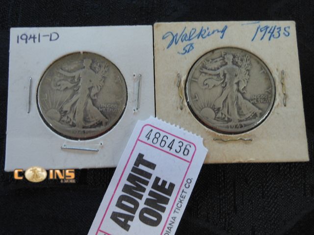 Lot 36-486436 - 1941-D and 1943-S Silver Walking Liberty Half Dollars.