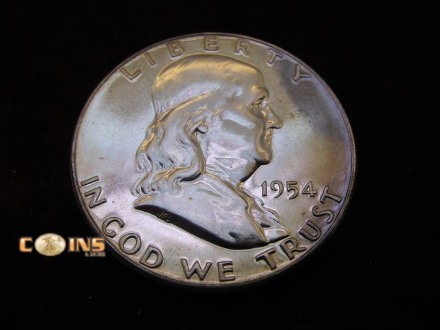 Lot 36-486249 - SEMI-KEY 1954 Silver PROOF Franklin Half Dollar.