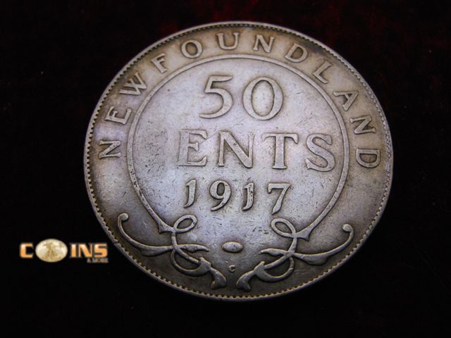 Lot 36-489186 - 1917 Silver Newfoundland 50 Cent Piece.