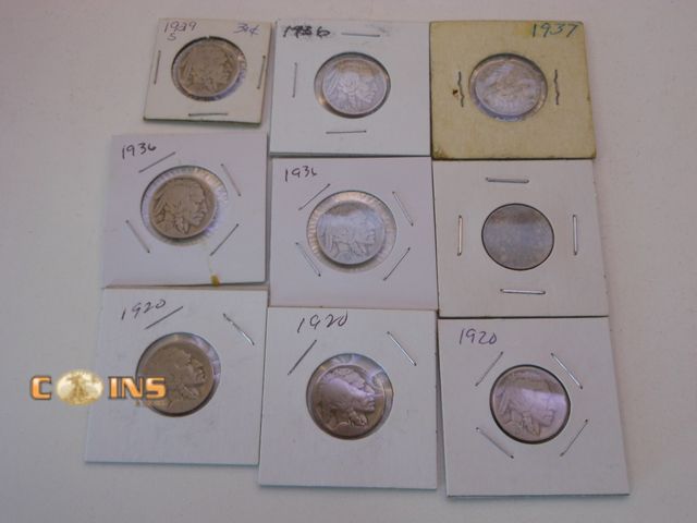 Lot 36-086819 - 9 Carded Buffalo Nickels.
