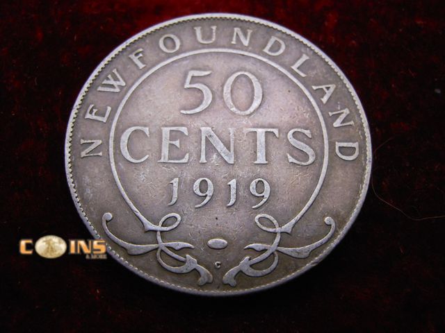 Lot 36-489182 - 1919 Silver Newfoundland 50 Cent Piece.