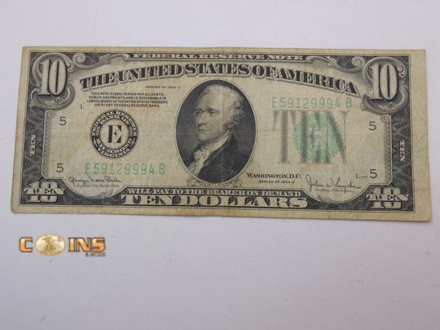 Lot 36-4877768 - 1934-D $10 Federal Reserve Note.