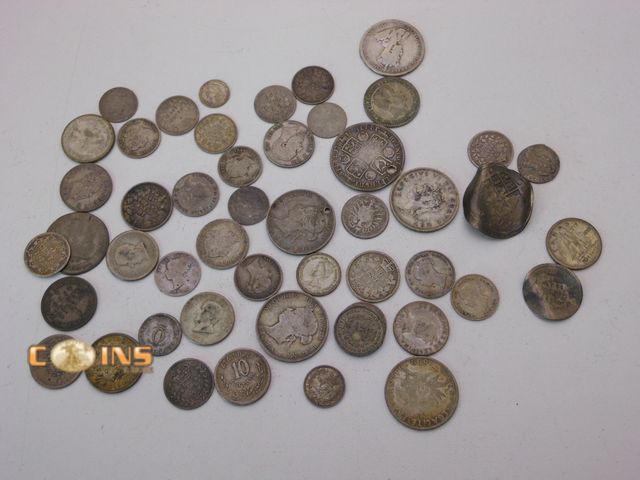 Lot 36-487870 - Large Lot of Foreign Silver, Many Better Coins, See All Pictures, Total Weight 108 Grams.