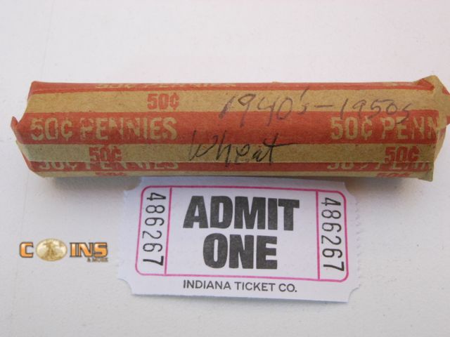 Lot 36-486267 - Roll of 40's and 50's Lincoln Wheat Cents.