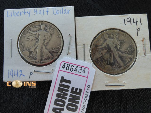 Lot 36-486434 - 1941 and 1942 Silver Walking Liberty Half Dollars.