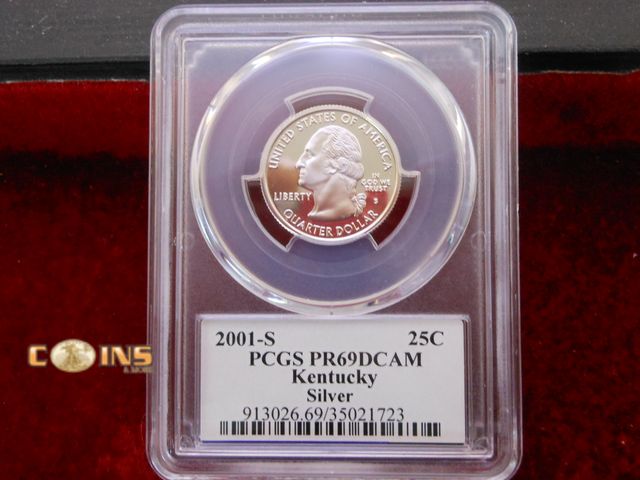 Lot 36-238156 - 2001-S Silver Proof Kentucky Quarter PCGS Graded PR69DCAM.