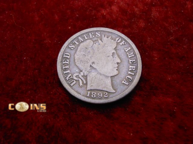 Lot 36-486527 - KEY DATE 1892-S Silver Barber Dime.