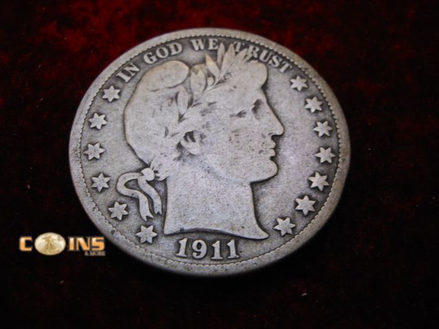 Lot 36-486460 - 1911-D Silver Barber Half Dollar.