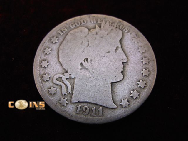 Lot 36-487729 - 1911-D Silver Barber Half Dollar.