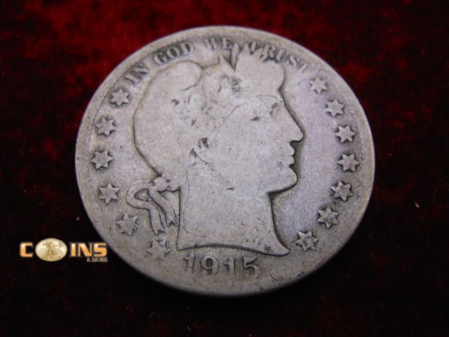 Lot 36-487727 - 1915-D Silver Barber Half Dollar.