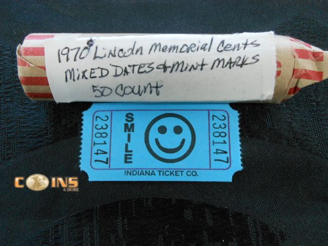 Lot 36-238147 - Roll of 1970's Assorted Date and Mint Mark Roll of Lincoln Cents.