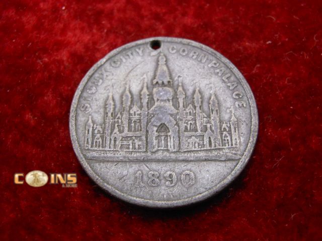 Lot 36-487850 - RARE 1890 Sioux City, Iowa IA Corn Palace W. H. Beck Jeweler Coin Medal Token.