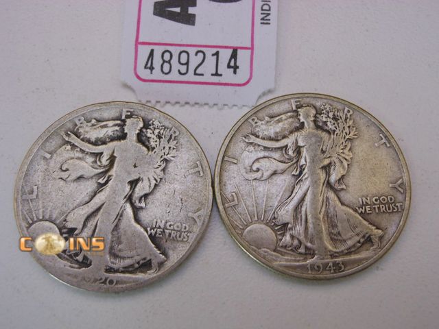 Lot 36-489214 - Lot of Two Silver Half Dollars.