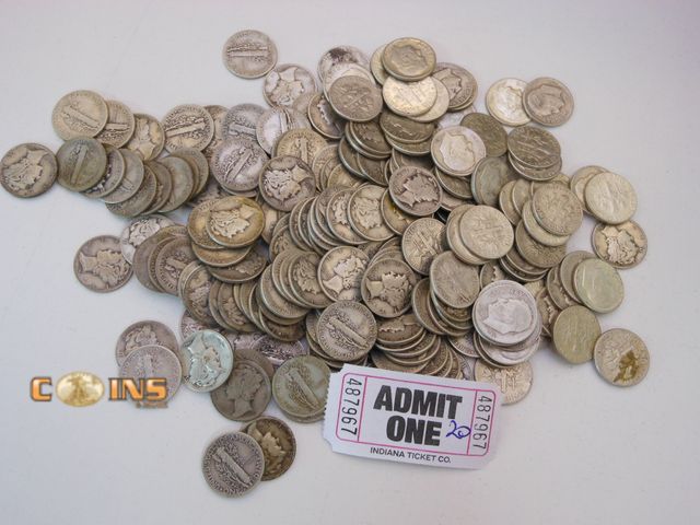 Lot 36-4879671 - Lot of Ten Silver Mercury and Roosevelt Dimes Pulled Randomly From Coins Pictured.