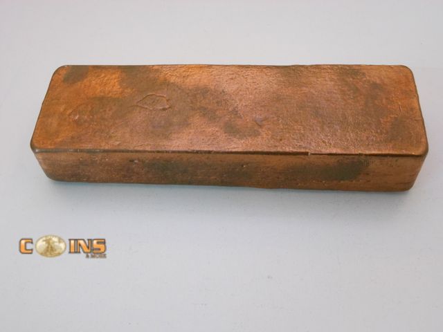 Lot 36-487775 - Pure Copper Rough Pour "Loaf" Bar.  Total Weight 3 Pounds 13 Ounces.