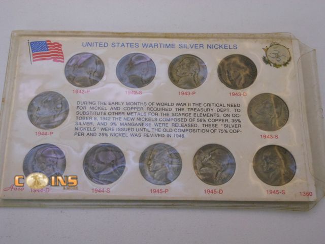 Lot 36-086593 - US Silver War Jefferson Nickel Set.
