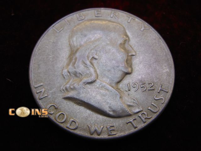 Lot 36-486484 - 1952-S Silver Franklin Half Dollar. Bell Lines Visible.