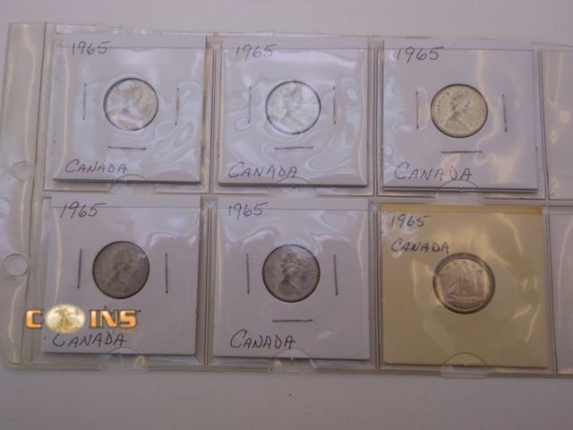 Lot 36-486634 - Lot of Six Silver Canadian Dimes, Carded.