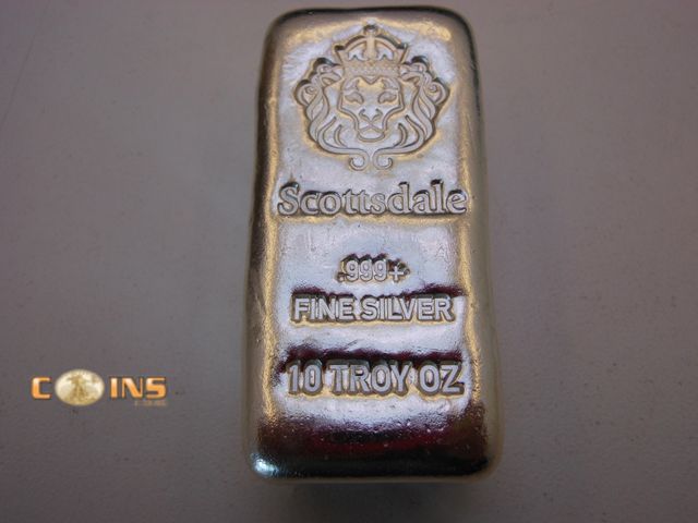 Lot 36-487358 - .999 Fine Silver Ten Troy Ounce Pure Silver Scottsdale "Loaf" Bar.