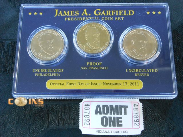 Lot 36-487892 - James A Garfield P-D-S Presidential Dollar Coin Set.