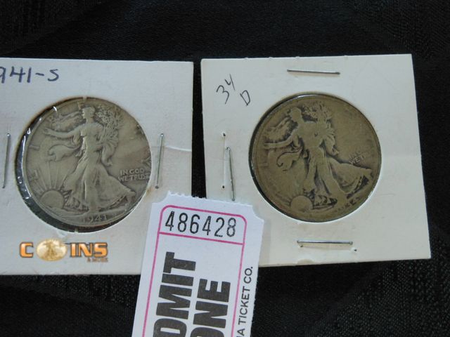 Lot 36-486428 - 1941-S and 1934-D Silver Walking Liberty Half Dollars.