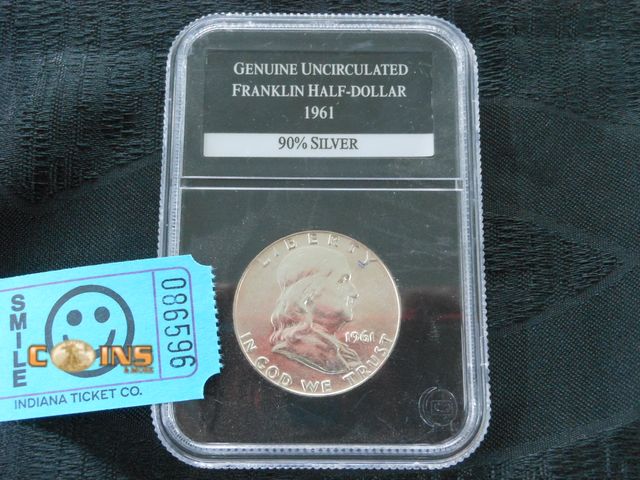 Lot 36-086596 - UNC/BU 1961 Silver Franklin Half Dollar.  Slabbed.