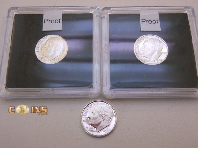 Lot 36-486350 - Lot of Three Silver Proof Roosevelt Dimes.