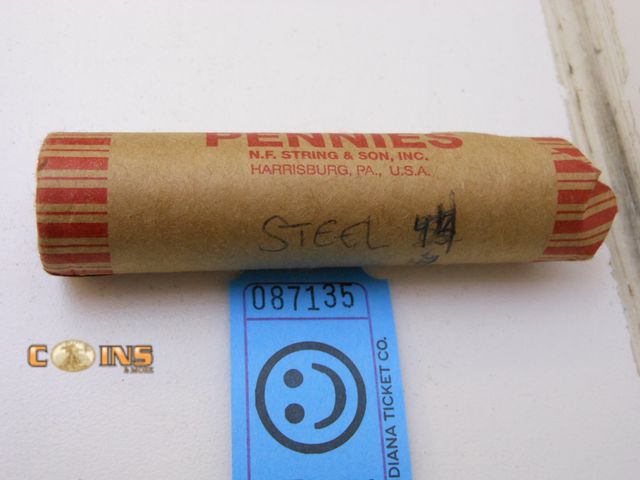 Lot 36-087135 - Roll of 1943 Steel Lincoln Wheat Cents.