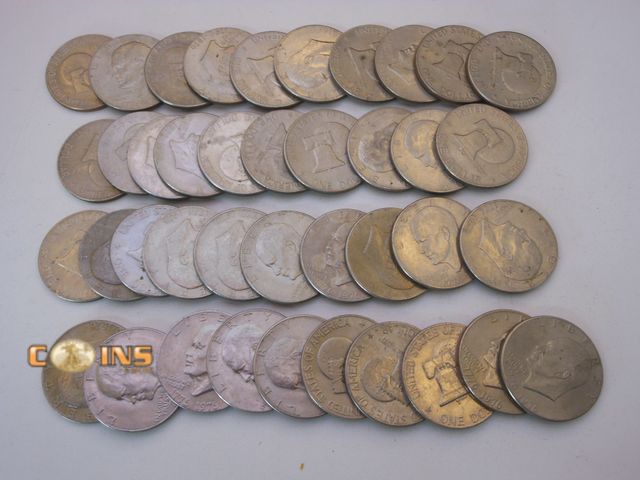 Lot 36-086369 - Lot of 40 Assorted Eisenhower Dollars.