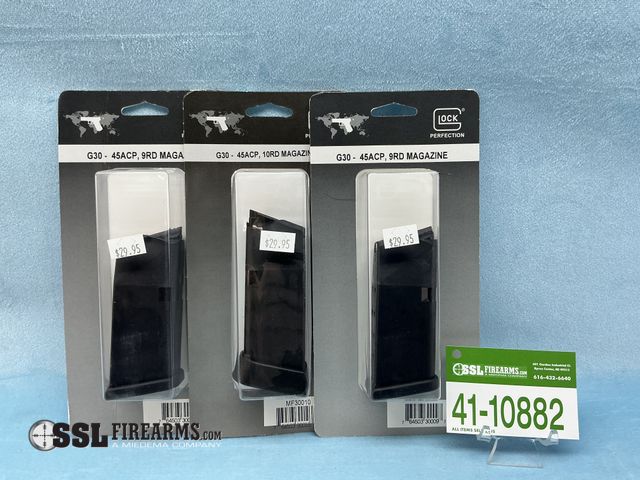 Lot 41-10882 - Lot of (3) 9 RND .45 ACP Glock 30 Magazines