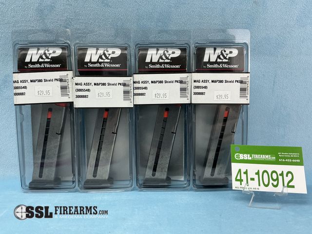 Lot 41-10912 - Lot of (4) 8 RND 9MM Smith &amp; Wesson M&amp;P Shield 380 EZ Magazines