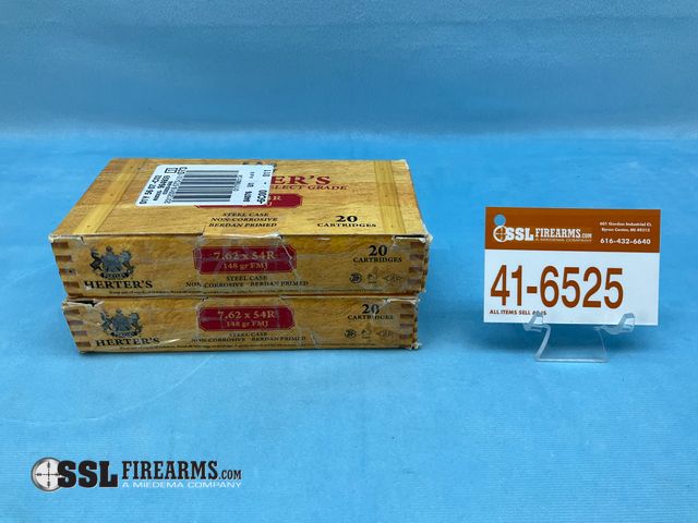 Lot 41-6525 - Lot of (40) RNDS Herter's 148 GR FMJ 7.62x54R Ammunition