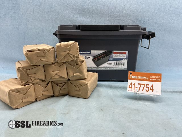 Lot 41-7754 - Lot of (180) Rounds of 7.62x54, Military Surplus, manufacturer unknown. Sells with plastic ammo can.