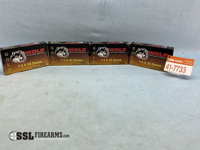 Lot 41-7733 - Lot of (80) RNDS of Wolf 7.5x55 Swiss Ammunition. 174 Gr Copper Jacketed Brass Case.
