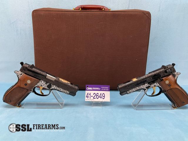 Lot 41-2649 - Only Pair Ever Made of Sequentially Serialized Custom Engraved Smith & Wesson Model 39 Experimental NATO 9mm Semi-Auto Pistols