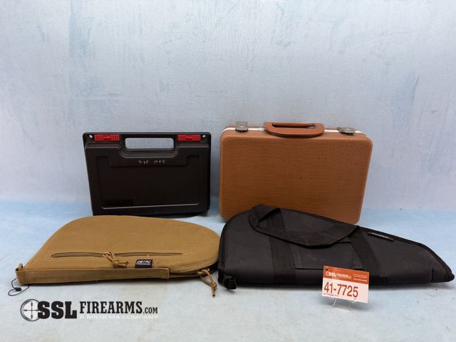 Lot 41-7725 - Lot of (4) Pistol Cases. Lot includes (2) Soft Cases and (2) Hard Cases. Good used condition.