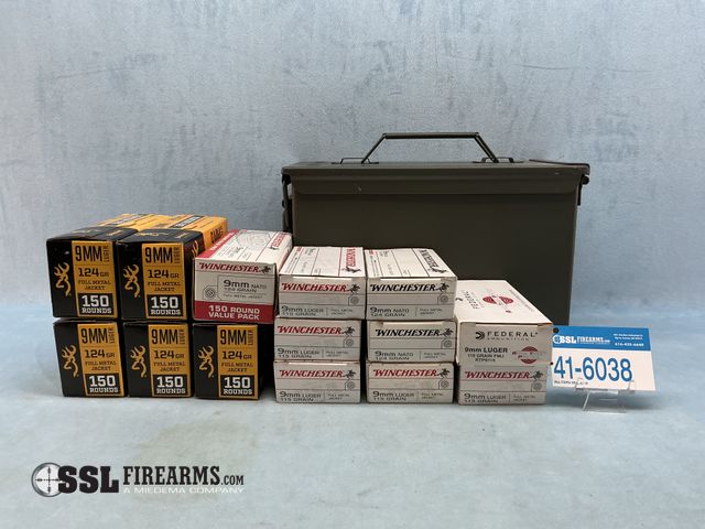 Lot 41-6038 - Mixed Lot of (1300) RNDS 9MM Ammunition In Ammo Can