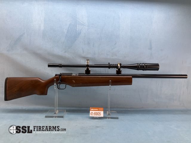 Lot 41-6905 - Kimber 82 Government .22 LR Bolt Action Single Shot Rifle W/Vintage J. Unetrl 14X Scope