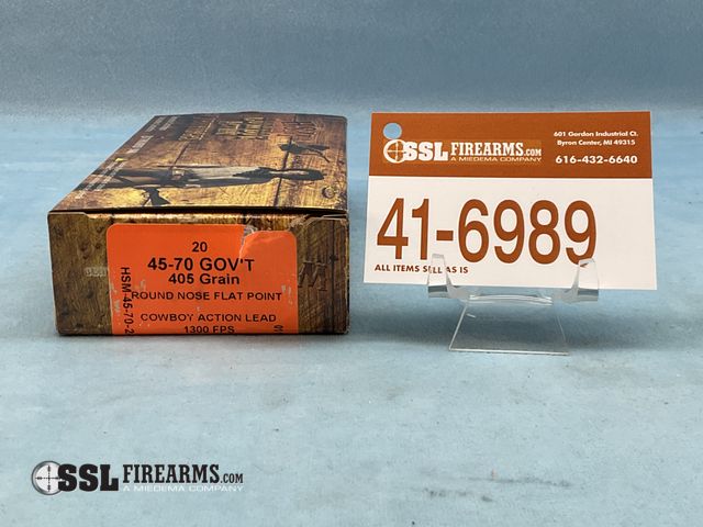 Lot 41-6989 - Lot of (20) RNDS HSM 405 GR FN .45-70 GOVT Ammunition