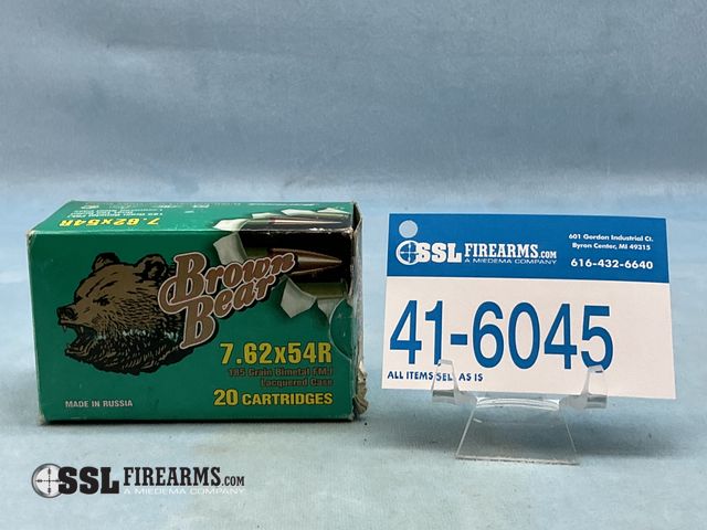 Lot 41-6045 - Lot of (20) RNDS Brown Bear 185 GR FMJ 7.62x54R Ammunition