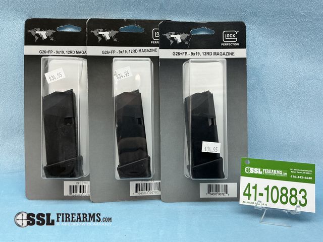Lot 41-10883 - Lot of (3) 12 RND 9MM Glock 26 Magazines W/Finger Extension