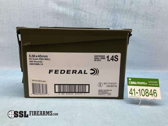 Lot 41-10846 - Lot of (400) RNDS Federal 55 GR FMJ BALL 5.56 NATO Ammunition