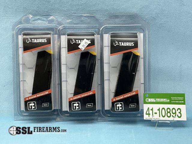 Lot 41-10893 - Lot of (3) 15 RND 9MM Taurus G3 Magazines
