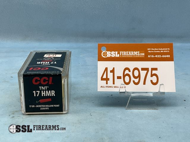 Lot 41-6975 - Lot of (50) RNDS CCi TNT JHP .17 HMR Ammunition