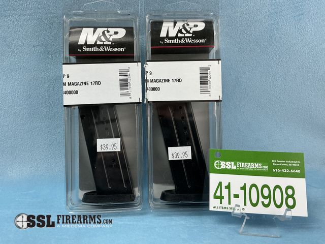 Lot 41-10908 - Lot of (2) 17 RND 9MM Smith &amp; Wesson M&amp;P9 Magazines
