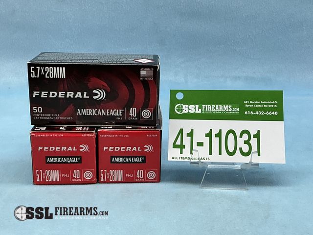Lot 41-11031 - Lot of (150) RNDS Federal 40 GR FMJ 5.7x28mm Ammunition