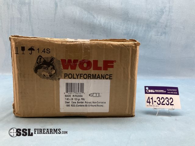 Lot 41-3232 - Lot of (1000) RNDS Wolf 123 GR FMJ 7.62x39MM Ammunition
