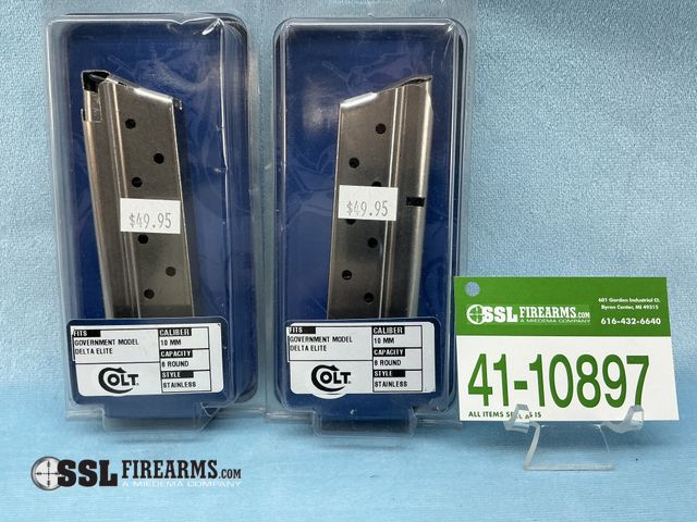 Lot 41-10897 - Lot of (2) 8 RND 10MM Colt Government Model Delta Elite Magazines