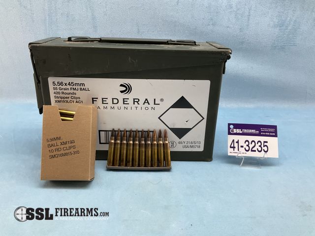 Lot 41-3235 - Lot of (420) RNDS Federal 55 GR FMJ Ball 5.56 NATO Ammunition - XM193LC1 AC1