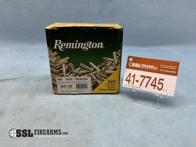 Lot 41-7745 - Lot of Approx. (525) RNDS of Remington .22LR Brass Plated Hollow Points. 36Gr